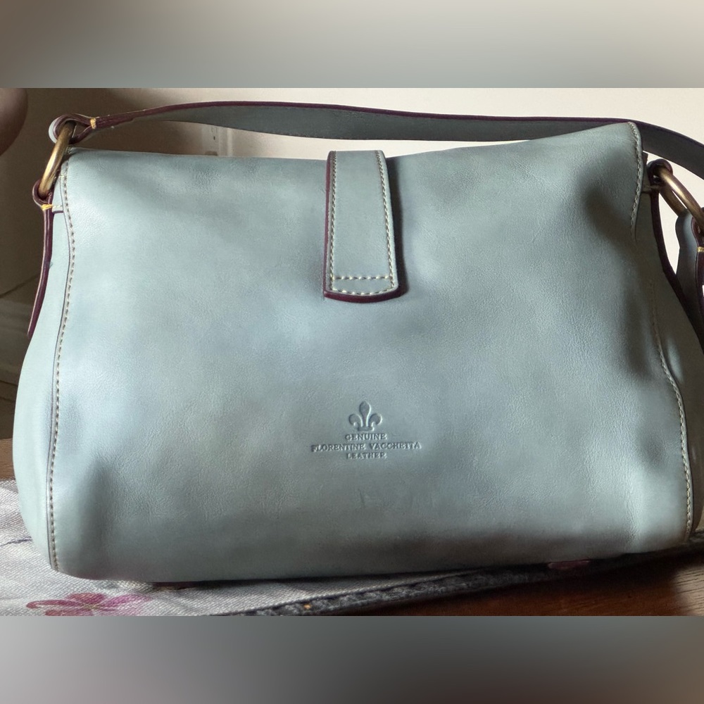 Dooney & Bourke Florentine Leather Libby Dusty Blue Shoulder Bag - Picture 6 of 15